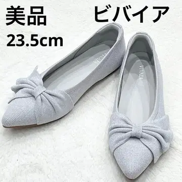 [새상품급] 비바 VIVIA 플랫 펌프스 리본 라메 그레이 23.5