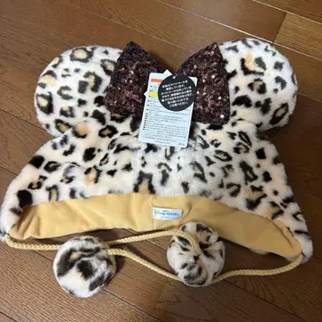 디즈니 미니 팬캡 레오파드 무늬 브라운