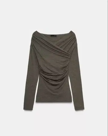 ZARA 드레이프 카슈쿨넥 상의 카키