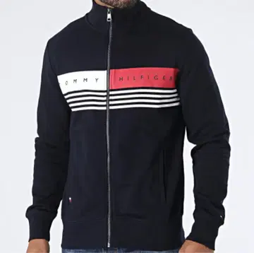TOMMY HILFIGER 빅 로고 트랙 자켓 네이비 코튼