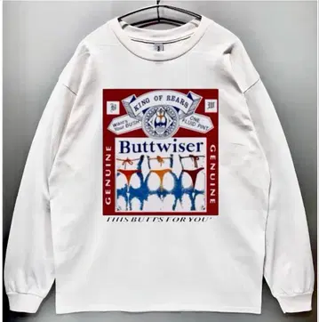남녀 공용 BUDWEISER 버드와이저 맥주 롱 T 긴팔 티셔츠 레트로