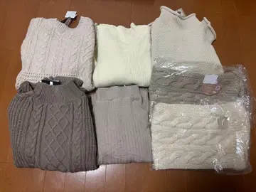 여성용 미색 니트 묶음 판매 시무라 yumi 세트