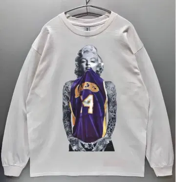 남녀 공용 LAKERS x 마릴린 몬로 롱T 긴팔 티셔츠/화이트