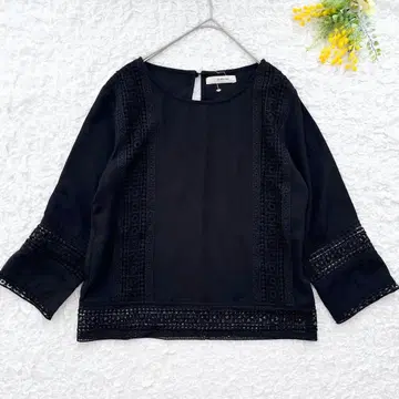 앤디콜 긴팔 상의 블랙 무지 심플 소매 레이스 루즈핏 체형 커버