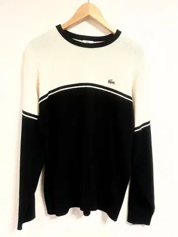 Lacoste 스트라이프 크루넥 니트