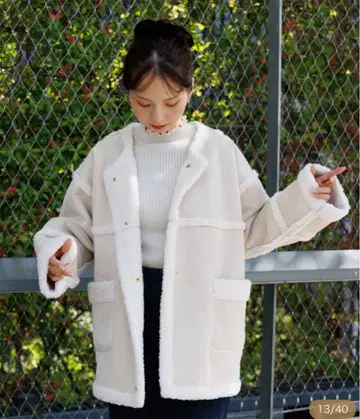 flower downy mouton coat 다우니 무스탕 코트