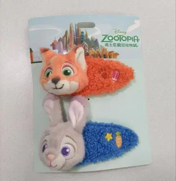 [ 미사용 ] 상하이 디즈니 공식 주토피아 닉 주디 헤어핀