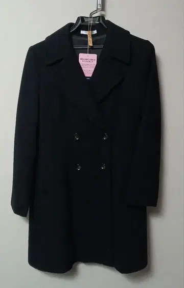 [클리닝 완료] 울 더블 브레스트 롱 코트 블랙