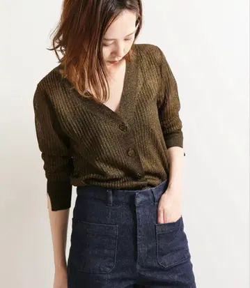 IENA LA BOUCLE Galaxy 리브 V넥 가디건