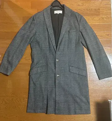 DRY STICK 그레이 체크 무늬 트렌치코트