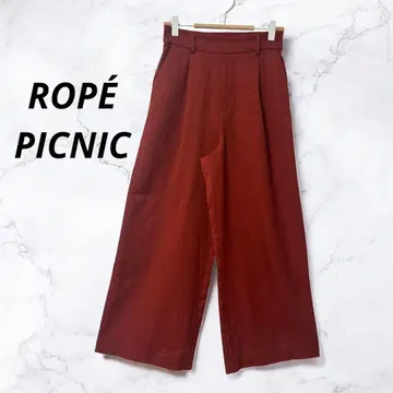 [ 로페피크닉 ] 와이드 팬츠 가우초 팬츠 크림슨 허리밴딩 36