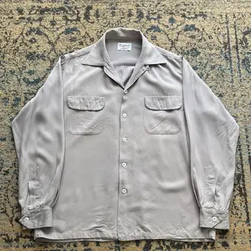 50s 레이온 개버딘 셔츠 오픈 카라 검 40s 60s