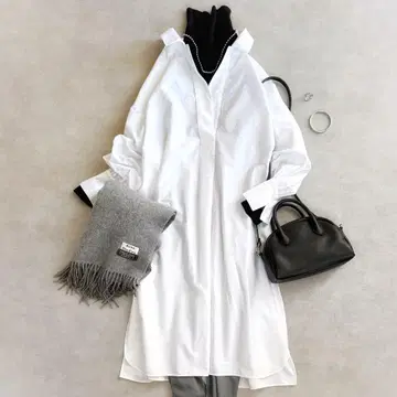 새상품급 ebure 에부르//스키퍼 코튼 셔츠 원피스 화이트 흰색