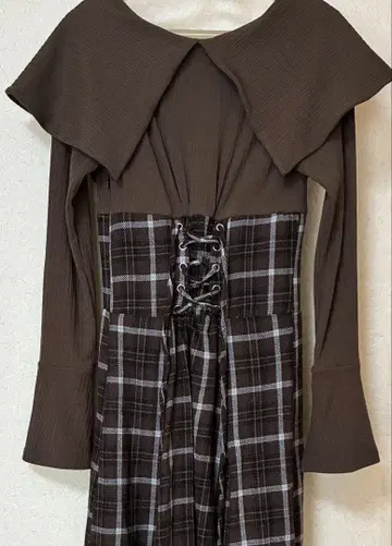 다즐린 빅 컬러 체크 코르셋 원피스