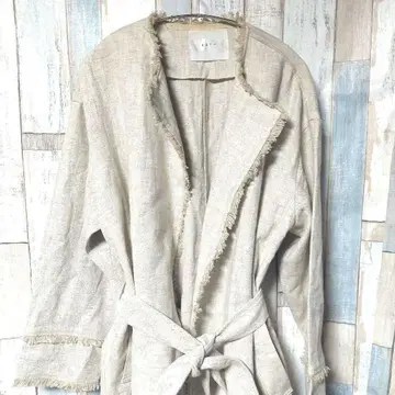 KBF+ 린넨 롱 코트 아이보리 One 사이즈 벨트 봄 스프링