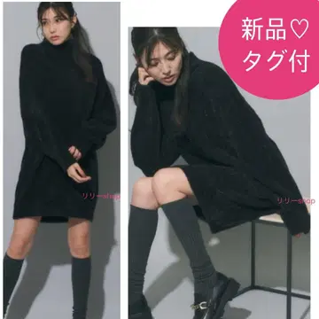 택 포함 새상품 마이 스트라다 라메 니트 원피스 블랙