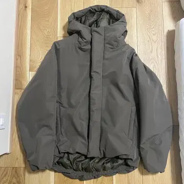 무인양품 다크 모카 브라운 워셔블 충전솜 후드 자켓