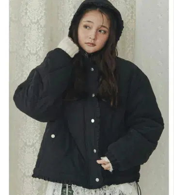 merry jenny 프릴 퀼팅 후드 자켓 아우터 다운