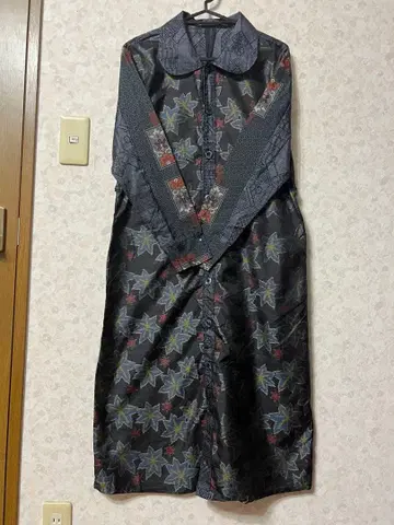 기모노 리메이크 셔츠 원피스 오시마 명주 순수 실크