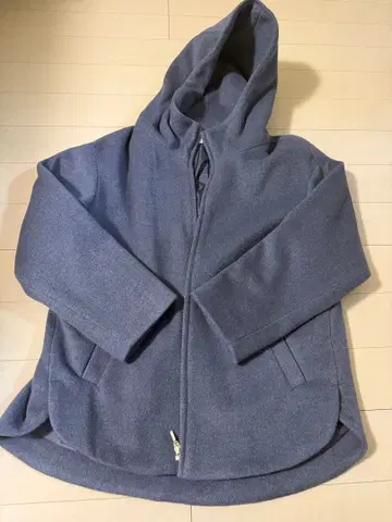 플리스 후드 부착 코트 그레이