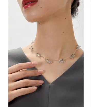 niana 클리어 비즈 버블 목걸이 실버