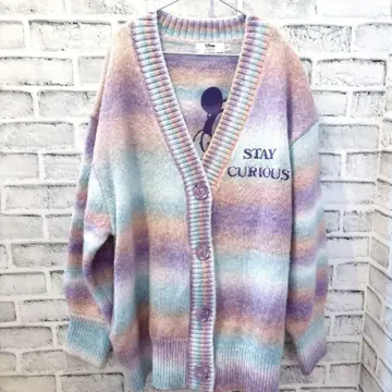 마우지 디즈니 그라데이션 니트 가디건 미키&플루토 자수