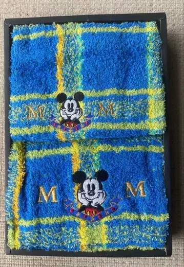 미키마우스 체크 무늬 타월 2장 세트 우치노(주) 제조