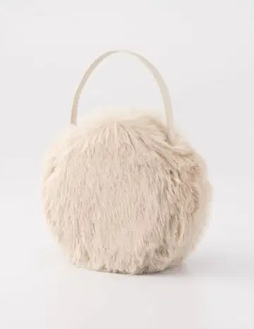 트루 바이 마리코 오이카와 퍼 백 핸드백 아이보리 새상품급