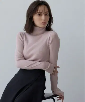 anuans 캐시미어 블렌드 핏 리브 니트 풀오버 핑크