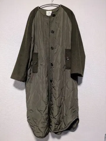 나노 유니버스 퀼팅 자켓 롱 코트 카키