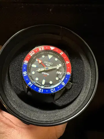 SEIKO5 펩시 SBSC023 한정판 모델 블랙 러버 거의 미사용