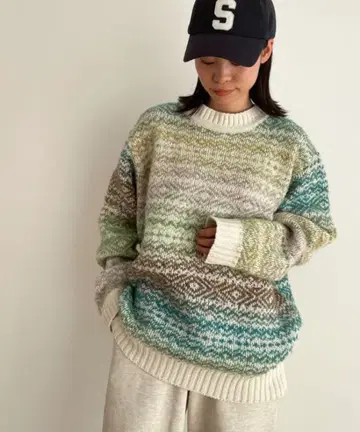 canal jean El mar 멀티 컬러 오버 니트