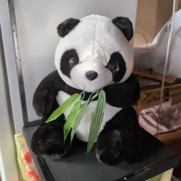 [중국 기념품] 팬더 봉제 인형 중형 대나무 잎 포함