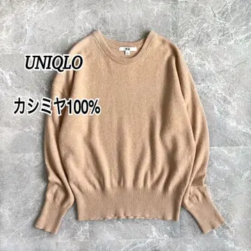 여성용 유니클로 캐시미어 크루넥 스웨터 긴팔 드롭 숄더