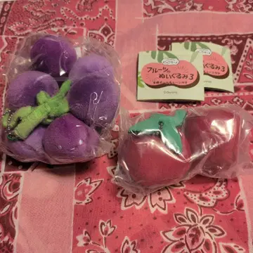 퀄리아 후르츠 봉제 인형 닛코리노 포도 아메리칸 체리 세트