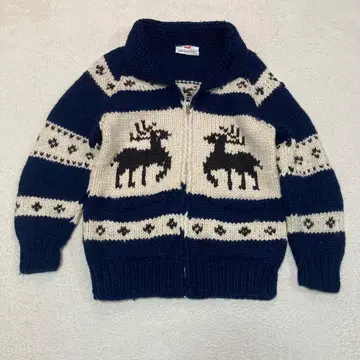 캐나다제 코위찬 니트 지퍼 스웨터 L 상당 루돌프 ALL CANADIAN