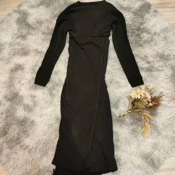 BASERANGE 베이스 레인지 롱 원피스 코튼 리브 블랙 XS