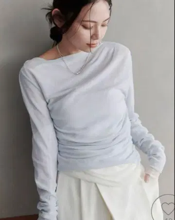 MIESROHE 비대칭 개더 TOPS 라이트 블루