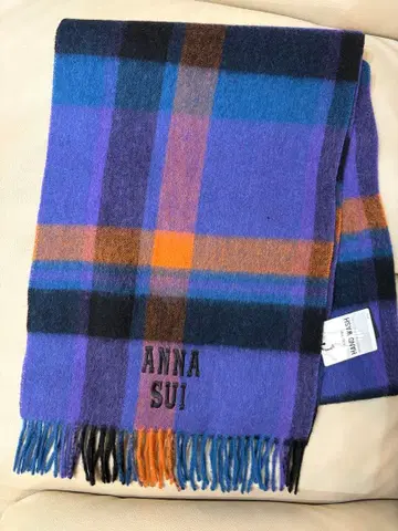 [ 새상품 미사용 ] ANNA SUI 체크 무늬 머플러 울 100%