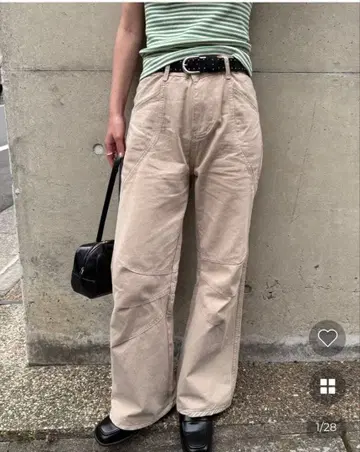 lloomie 빈티지 워시 유니크 스티치 팬츠