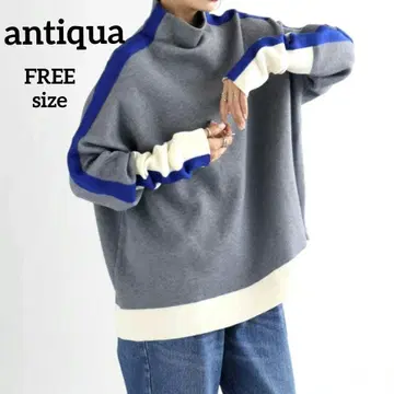 안티카 antiqua 더블 자카드 배색 니트 모드 그레이