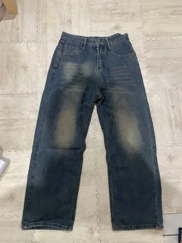 다크 블루 와이드 레그 데님