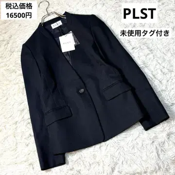 택 포함 PLST 폴리 레이온 스트레치 컬러리스 자켓 다크 네이비