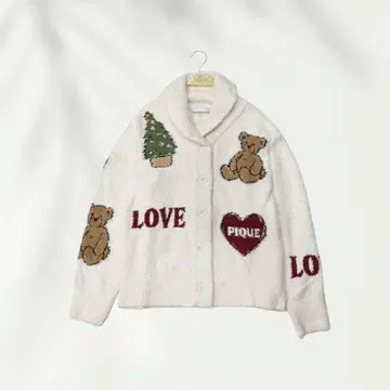 테디베어 자수 화이트 자켓 M