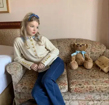 epine bi-color gold botton knit cardigan