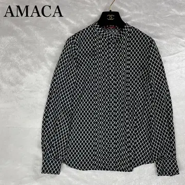 컨디션 최상 ] AMACA 지오메트릭 프린트 블라우스 워셔블 40