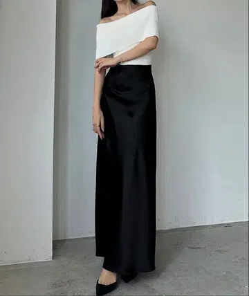 Louere 하이웨스트 새틴 바이어스 내로우 스커트