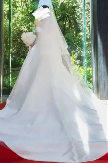 롱 화이트 웨딩 베일