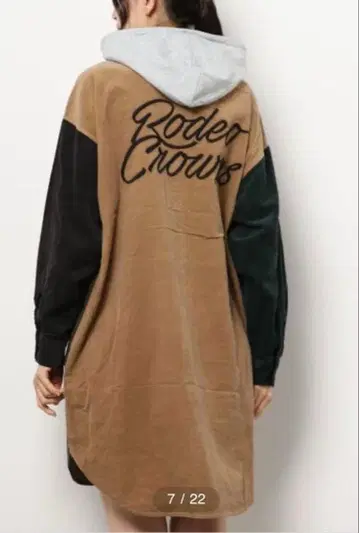 RODEO CROWNS 로데오 크라운 후드 부착 코듀로이 셔츠 원피스