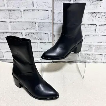 PECHINCHAR 페신샤 사이드 지퍼 큐빅 블랙 부츠